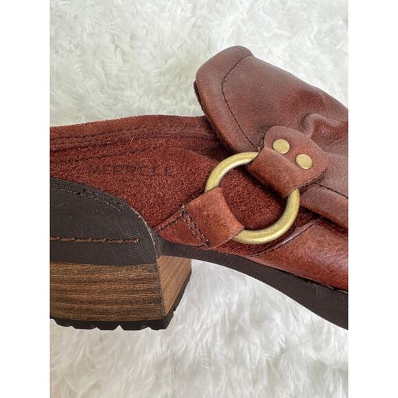 Merrell Shiloh Leather Harness Mule Slip-On Clogs western cowgirl brown 10 - Picture 8 of 14